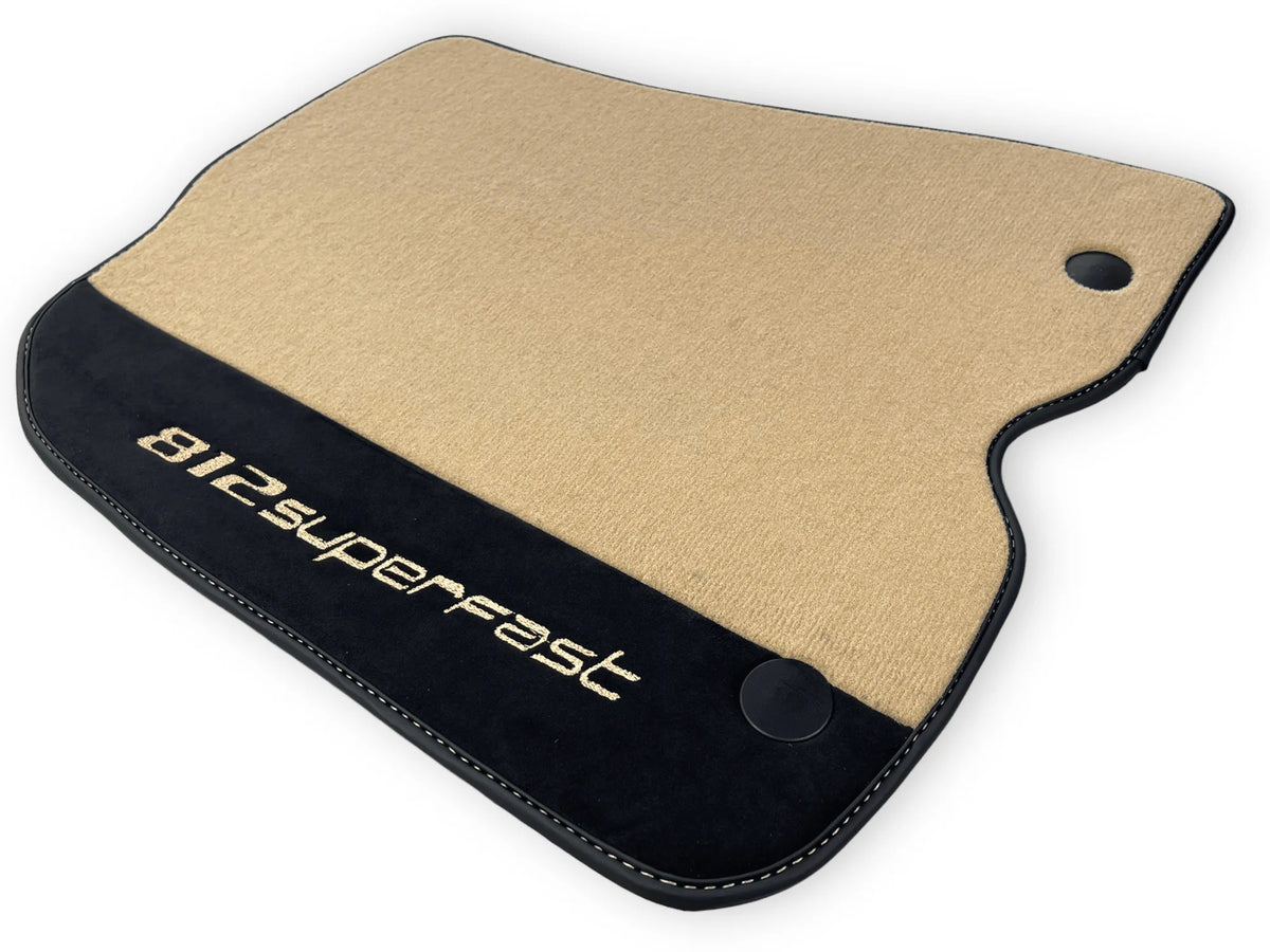 Beige Floor Mats For Ferrari 812 Superfast With Alcantara Leather - AutoWin