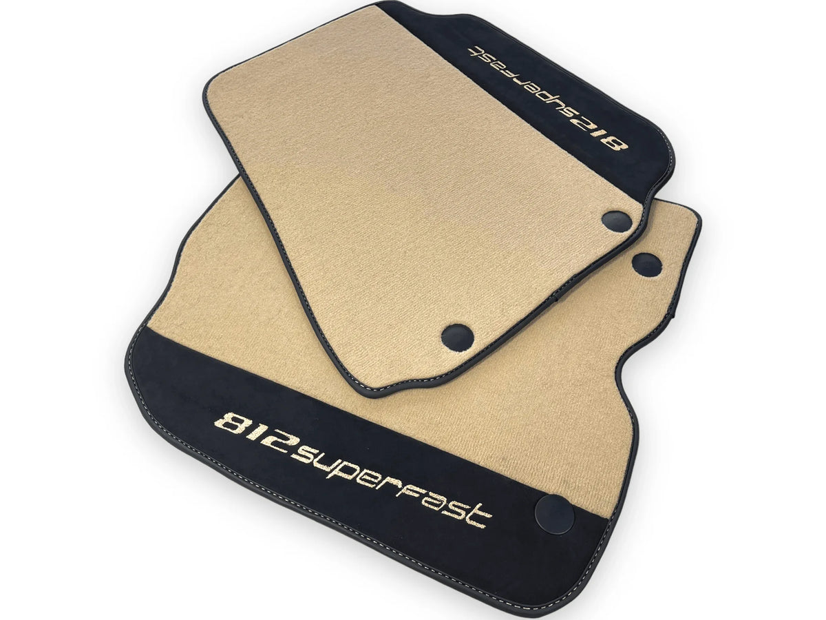 Beige Floor Mats For Ferrari 812 Superfast With Alcantara Leather - AutoWin