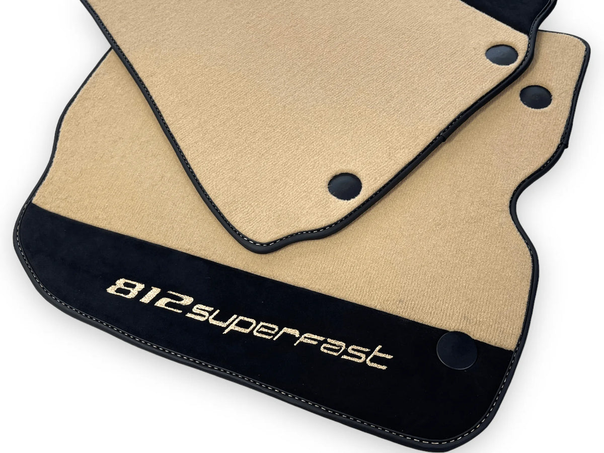 Beige Floor Mats For Ferrari 812 Superfast With Alcantara Leather - AutoWin