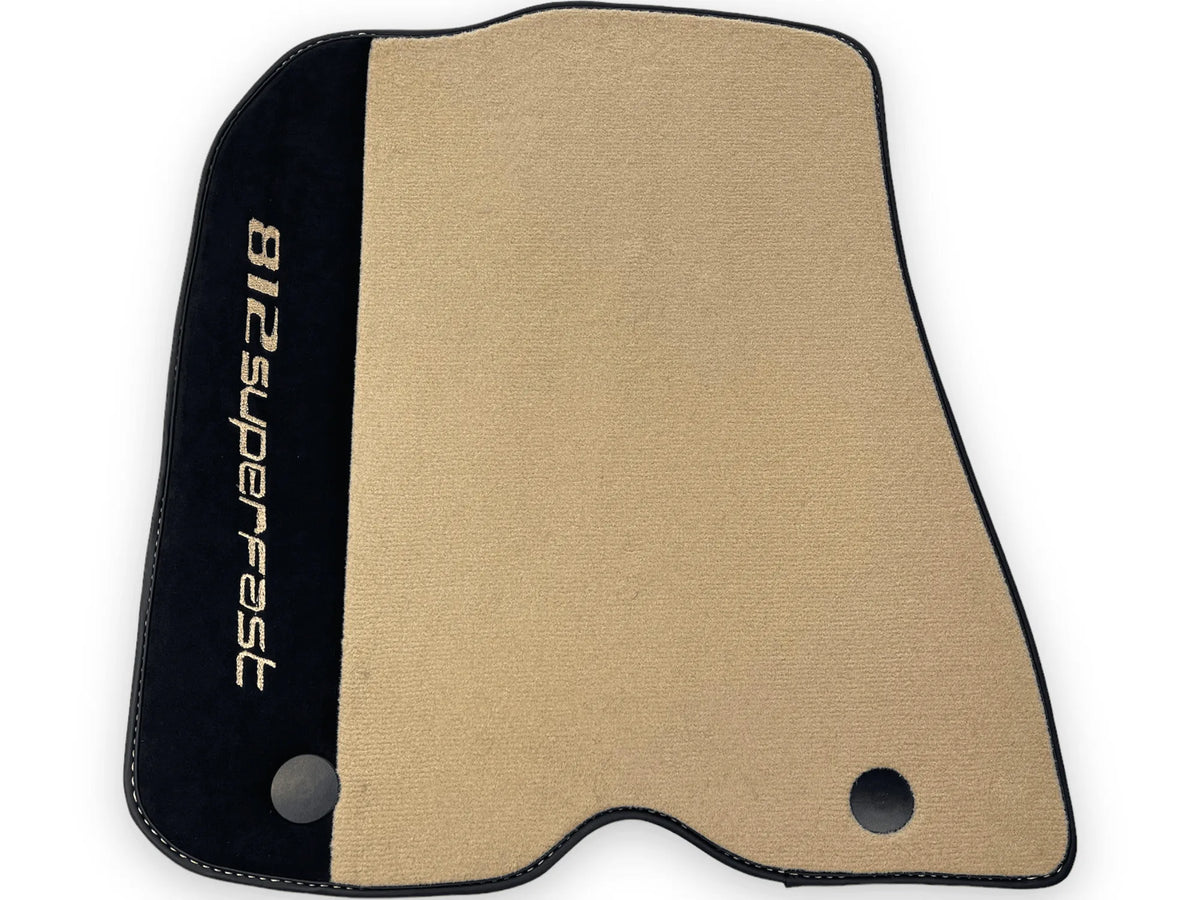 Beige Floor Mats For Ferrari 812 Superfast With Alcantara Leather - AutoWin