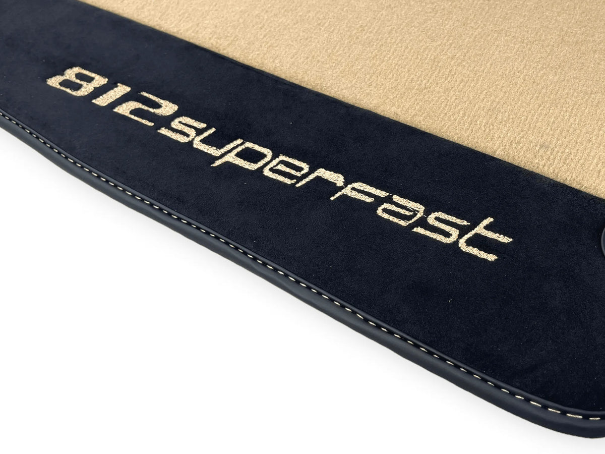 Beige Floor Mats For Ferrari 812 Superfast With Alcantara Leather - AutoWin