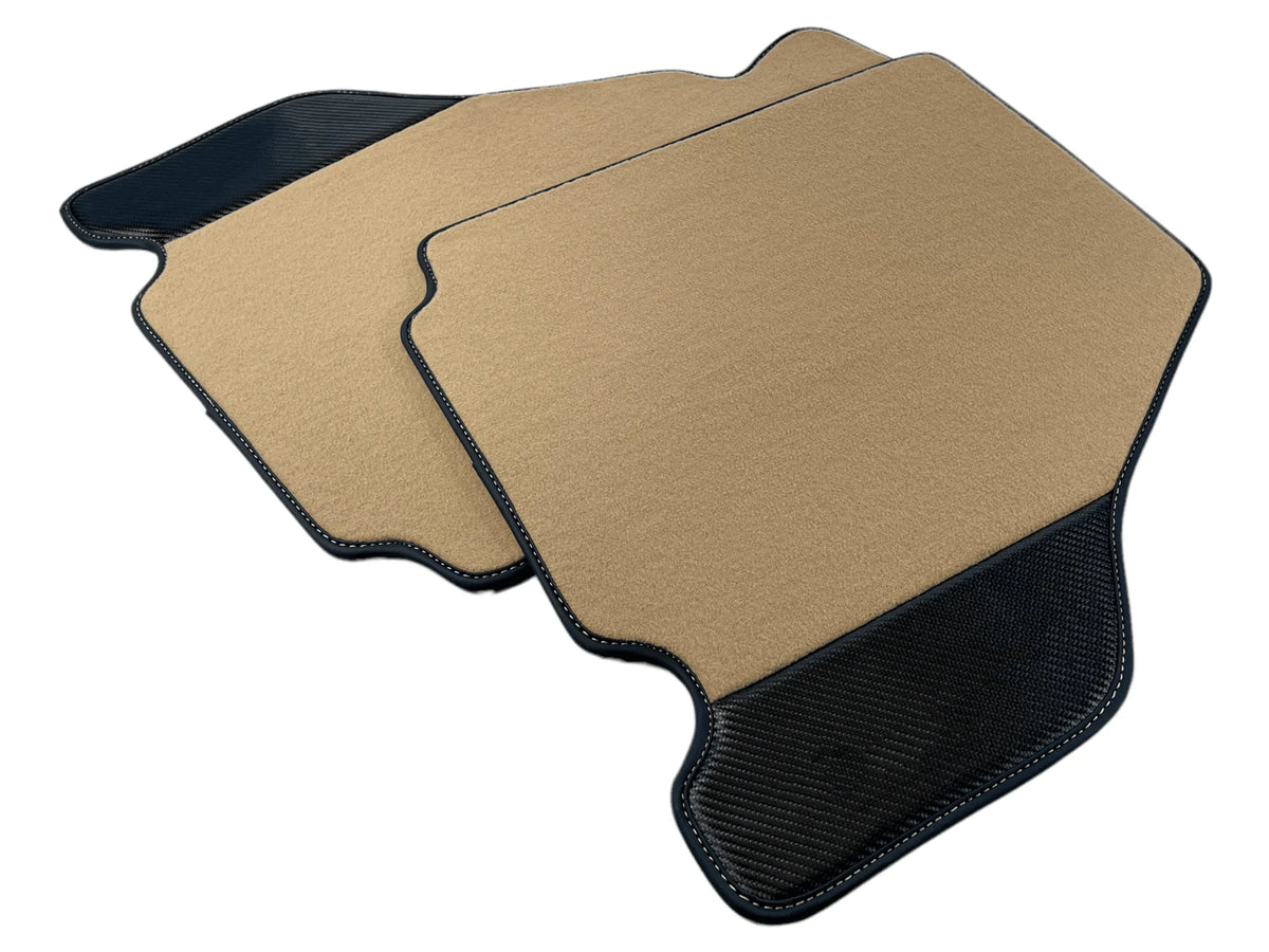 Beige Floor Mats For Ferrari F430 2004-2009 With Carbon Fiber Leather - AutoWin