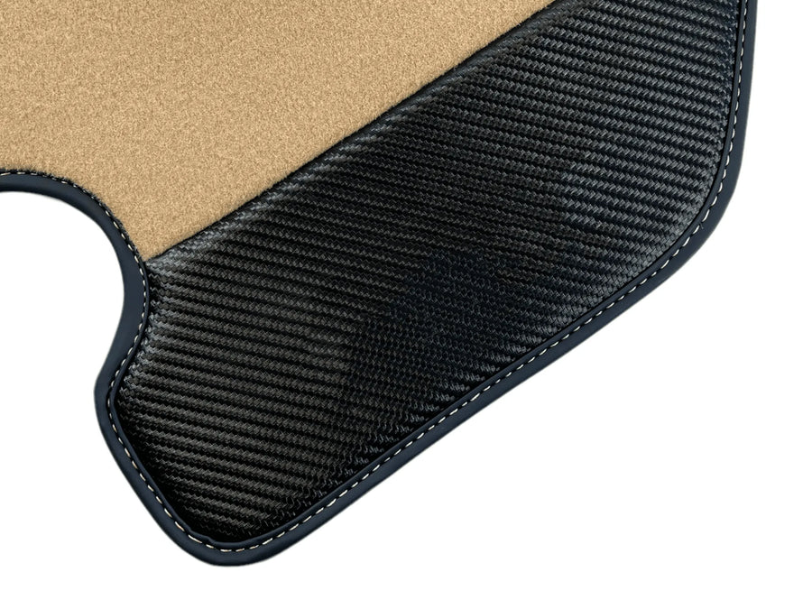 Beige Floor Mats For Ferrari F430 2004-2009 With Carbon Fiber Leather - AutoWin