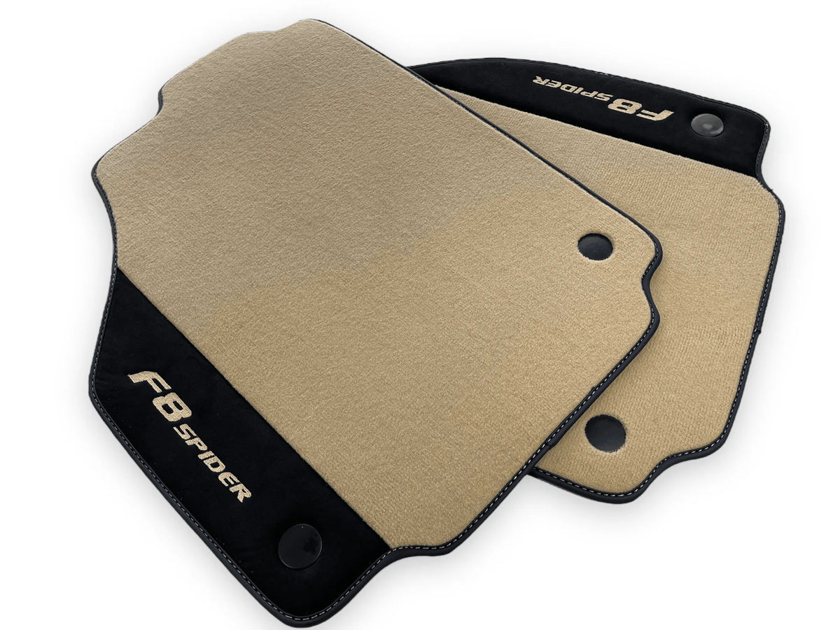 Beige Floor Mats For Ferrari F8 Spider 2019-2022 With Alcantara Leather - AutoWin