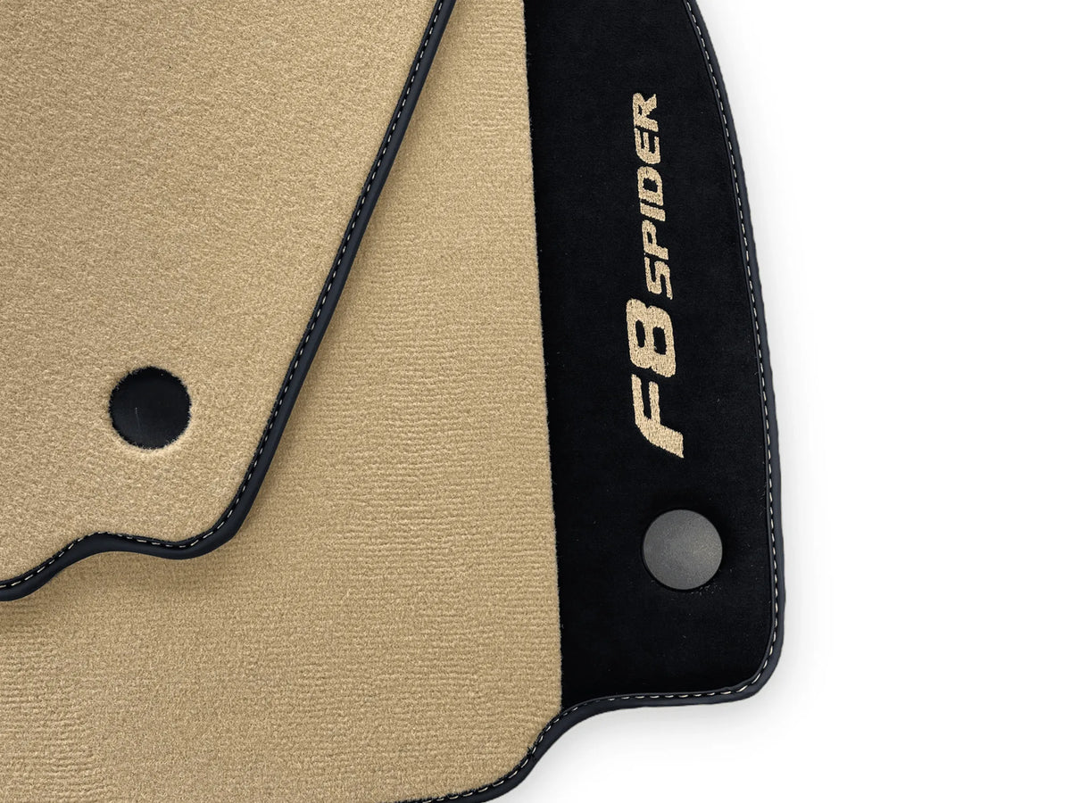 Beige Floor Mats For Ferrari F8 Spider 2019-2022 With Alcantara Leather - AutoWin