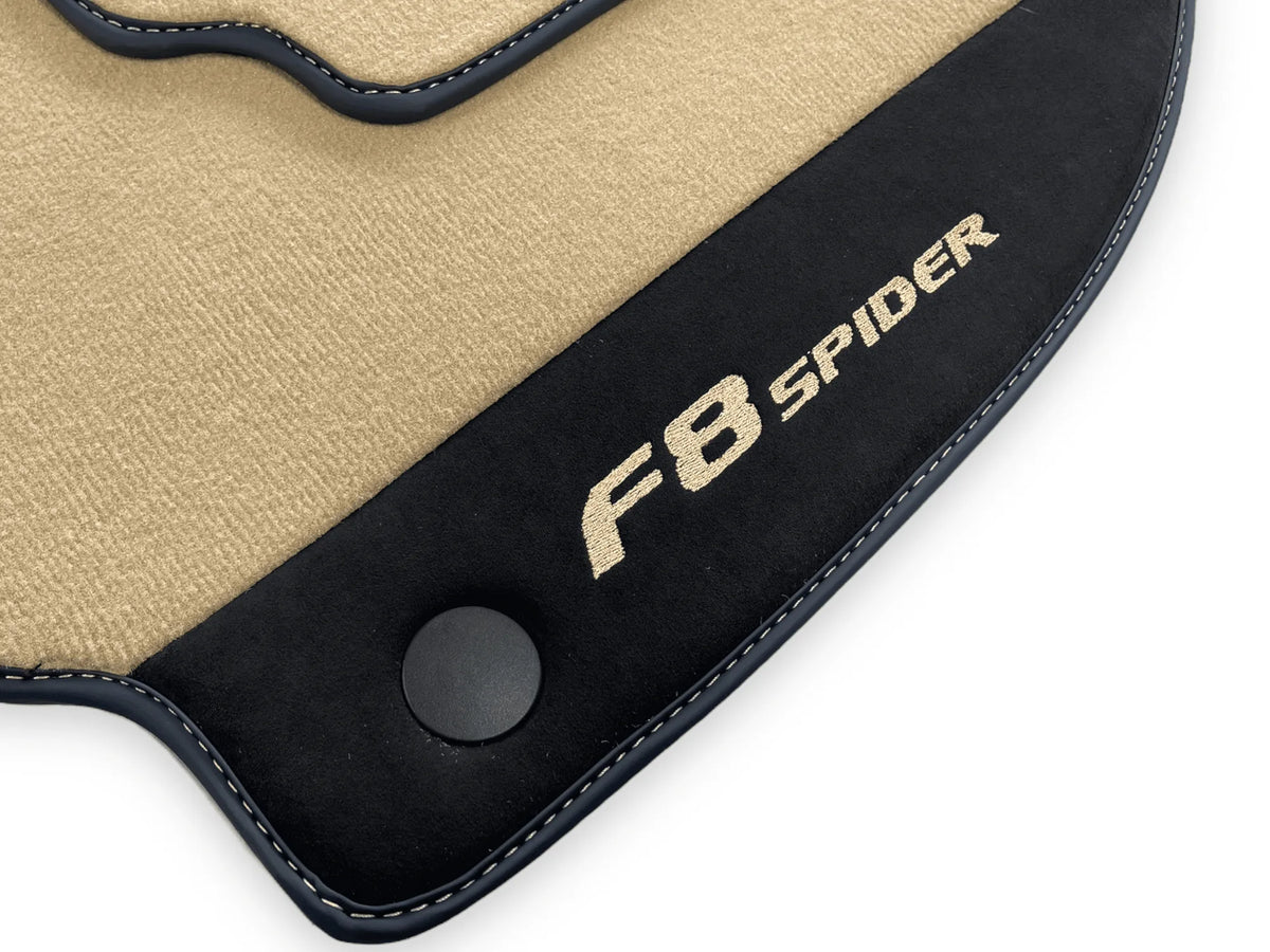 Beige Floor Mats For Ferrari F8 Spider 2019-2022 With Alcantara Leather - AutoWin
