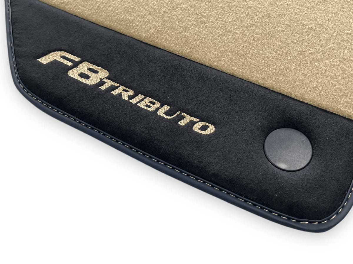 Beige Floor Mats For Ferrari F8 Tributo 2019-2022 With Alcantara Leather - AutoWin