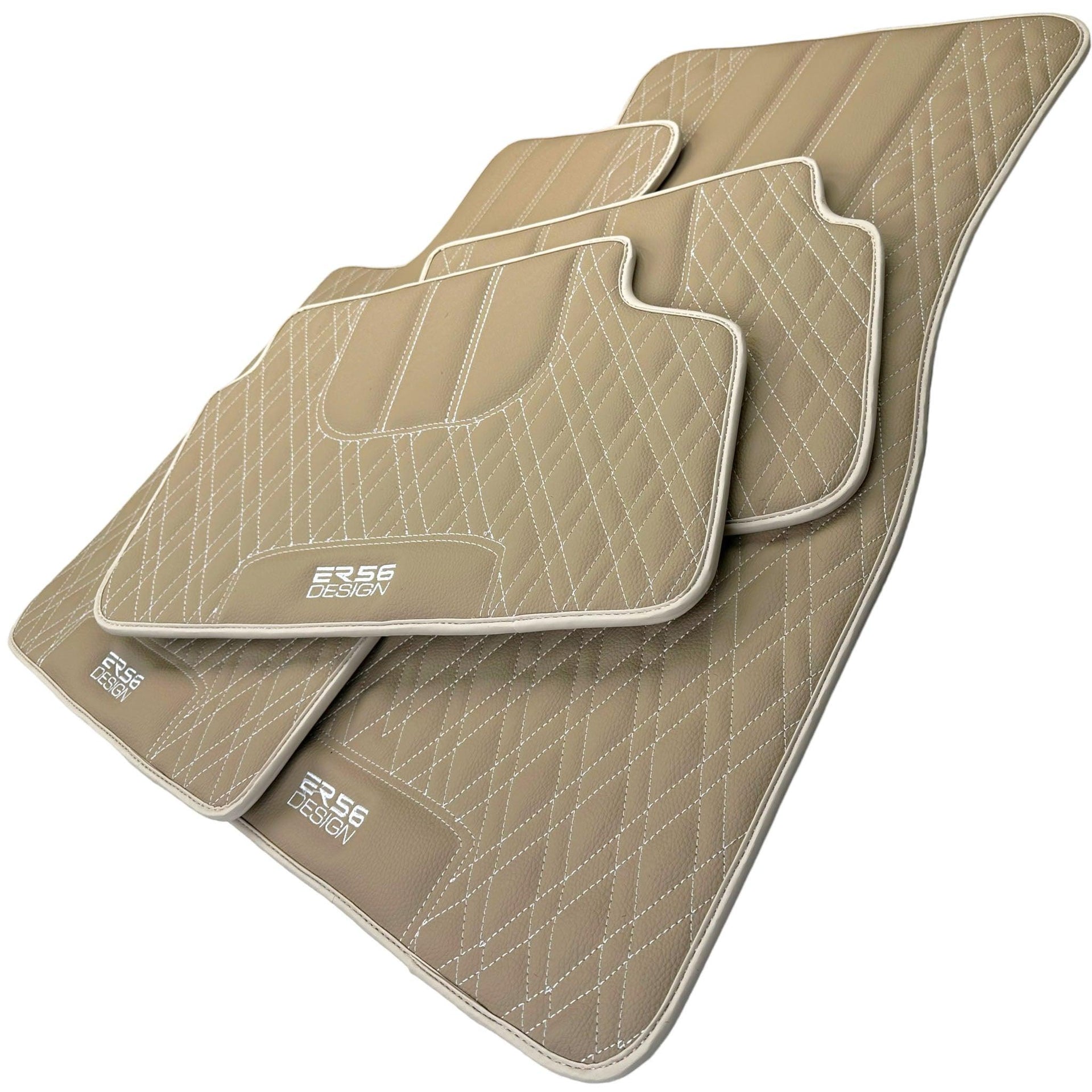 Beige Leather Floor Mats for BMW 1 Series ER56 Design - AutoWin