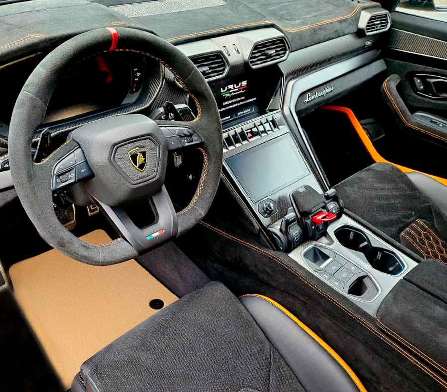 ランボルギーニ ウルス用ベージュ フロア マット アルカンターラ レザー
