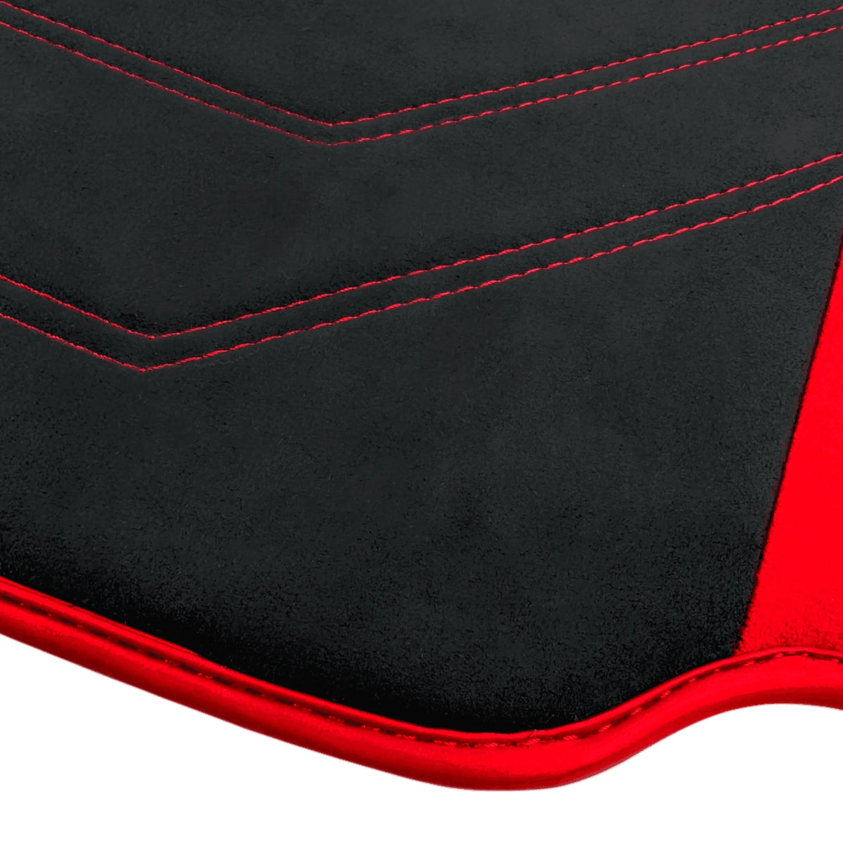 Black Alcantara Floor Mats for Ferrari 458 Spider (2012-2015) with Red Alcantara Accents