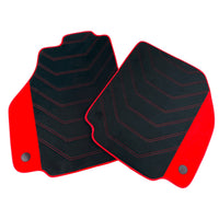 Black Alcantara Floor Mats for Ferrari 488 Spider (2016-2022) with Red Alcantara Accents