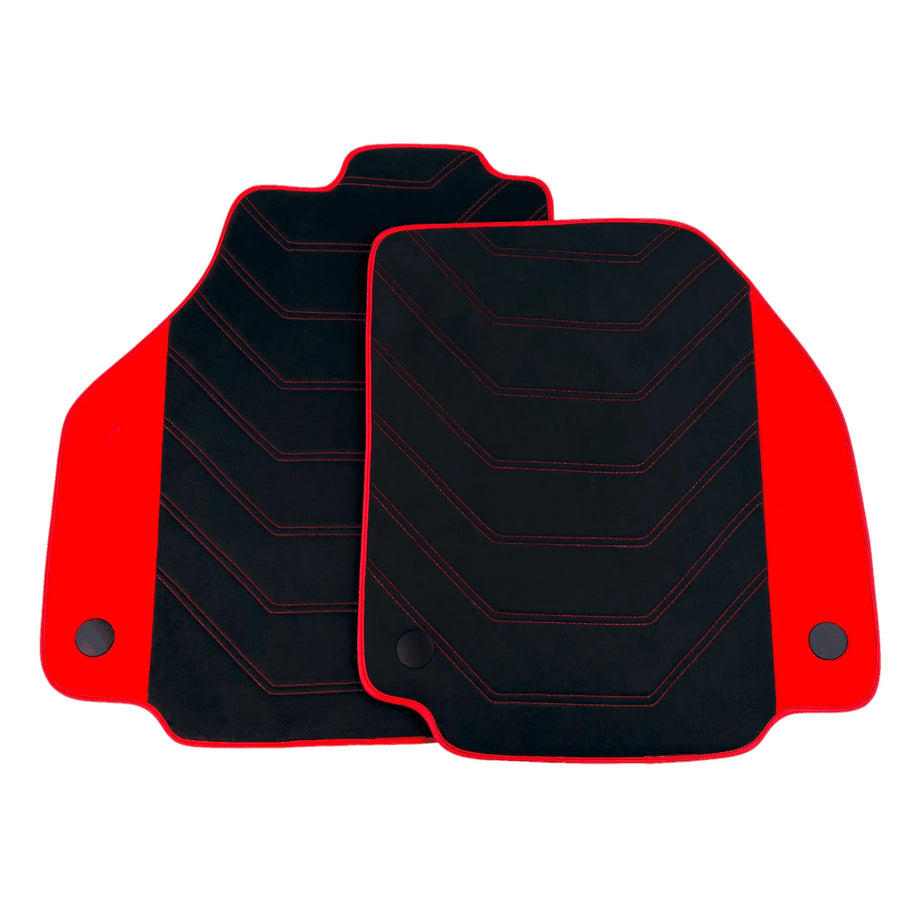 Black Alcantara Floor Mats for Ferrari 488 Spider (2016-2022) with Red Alcantara Accents