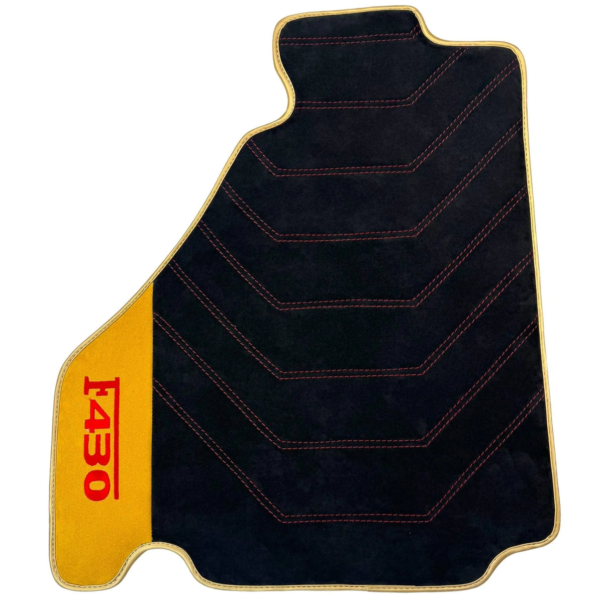 Black Alcantara Floor Mats for Ferrari F430 (2004-2009) - Red Sewing - AutoWin