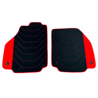 Black Alcantara Floor Mats for Ferrari F8 Tributo (2019-2023) with Red Alcantara Accents