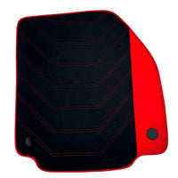 Black Alcantara Floor Mats for Ferrari F8 Tributo (2019-2023) with Red Alcantara Accents