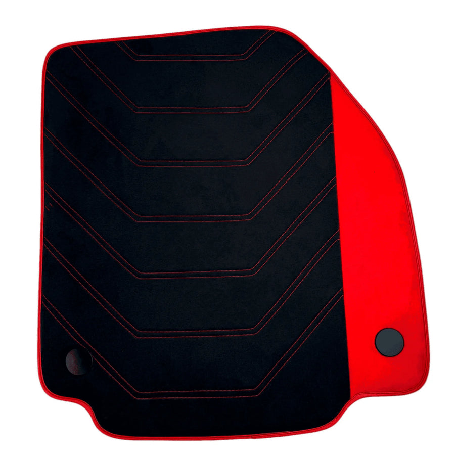 Black Alcantara Floor Mats for Ferrari F8 Tributo (2019-2023) with Red Alcantara Accents