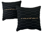 Black Alcantara Leather Pillows Countach Set of 2 Tan Sewing - AutoWin
