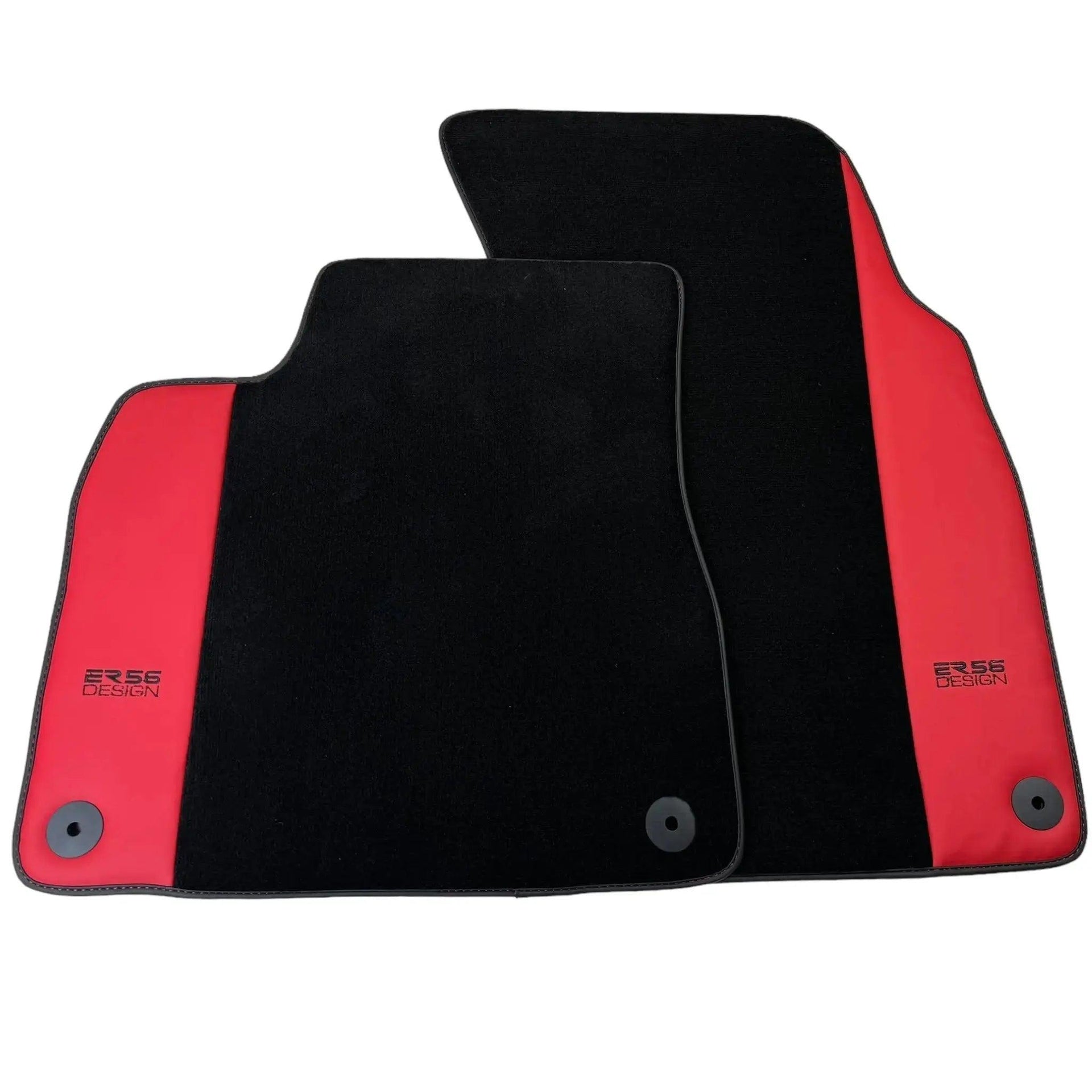 Black Floor Mats for Audi Q8 (2018-2023) with Red Leather | ER56 Design - AutoWin