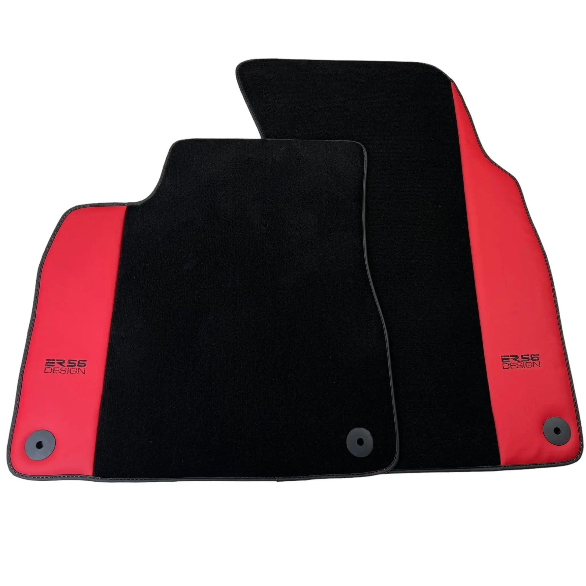 Black Floor Mats for Audi Q8 e-tron Sportback (2023-2025) with Red Leather | ER56 Design - AutoWin