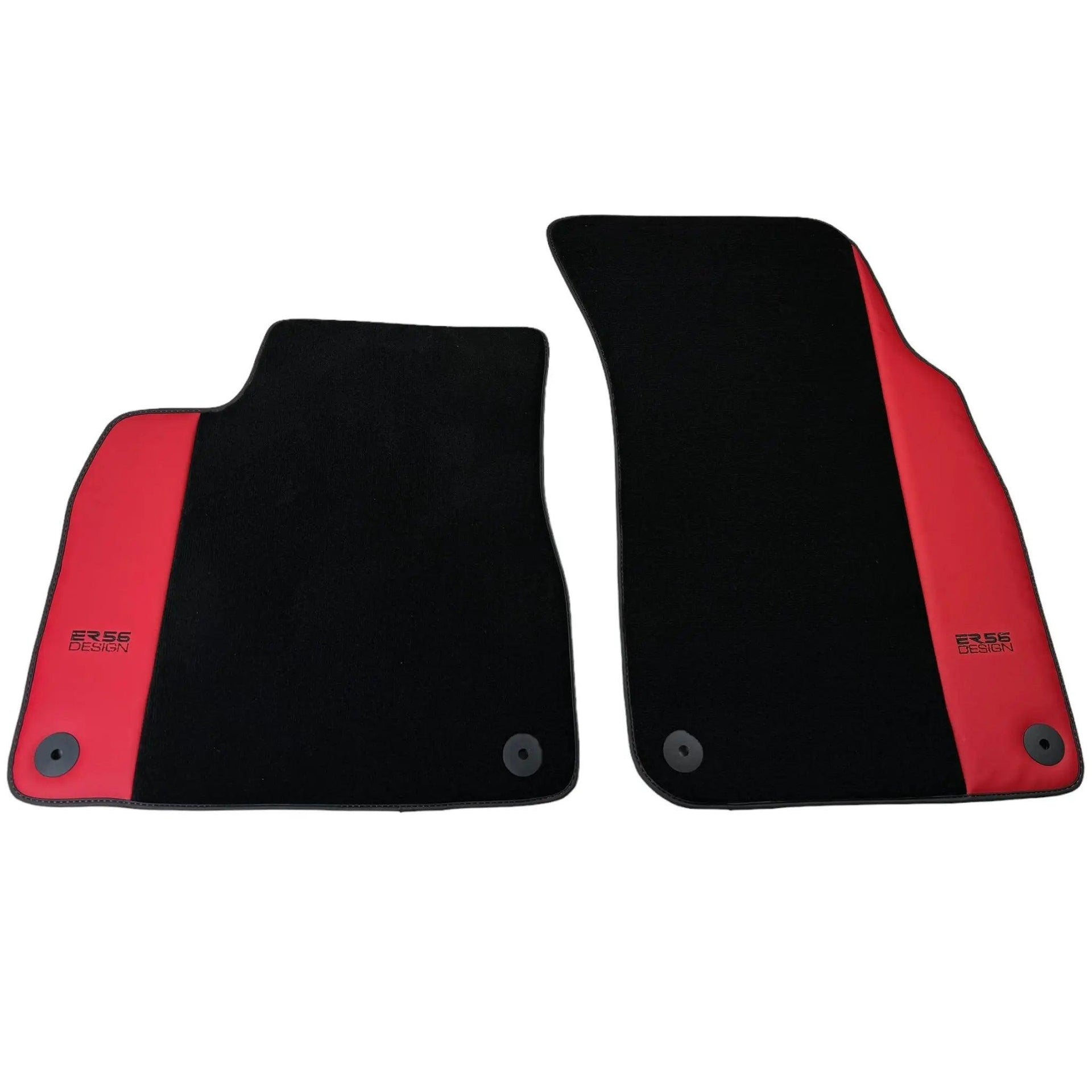 Black Floor Mats for Audi Q8 e-tron Sportback (2023-2025) with Red Leather | ER56 Design - AutoWin