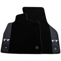 Black Floor Mats for Audi TT MK2 Convertible (2006-2014) with Leather - AutoWin