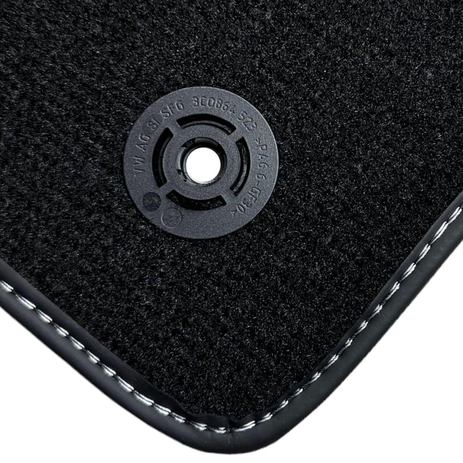 Black Floor Mats for Audi TT MK2 Coupe (2006-2014) with Leather - AutoWin