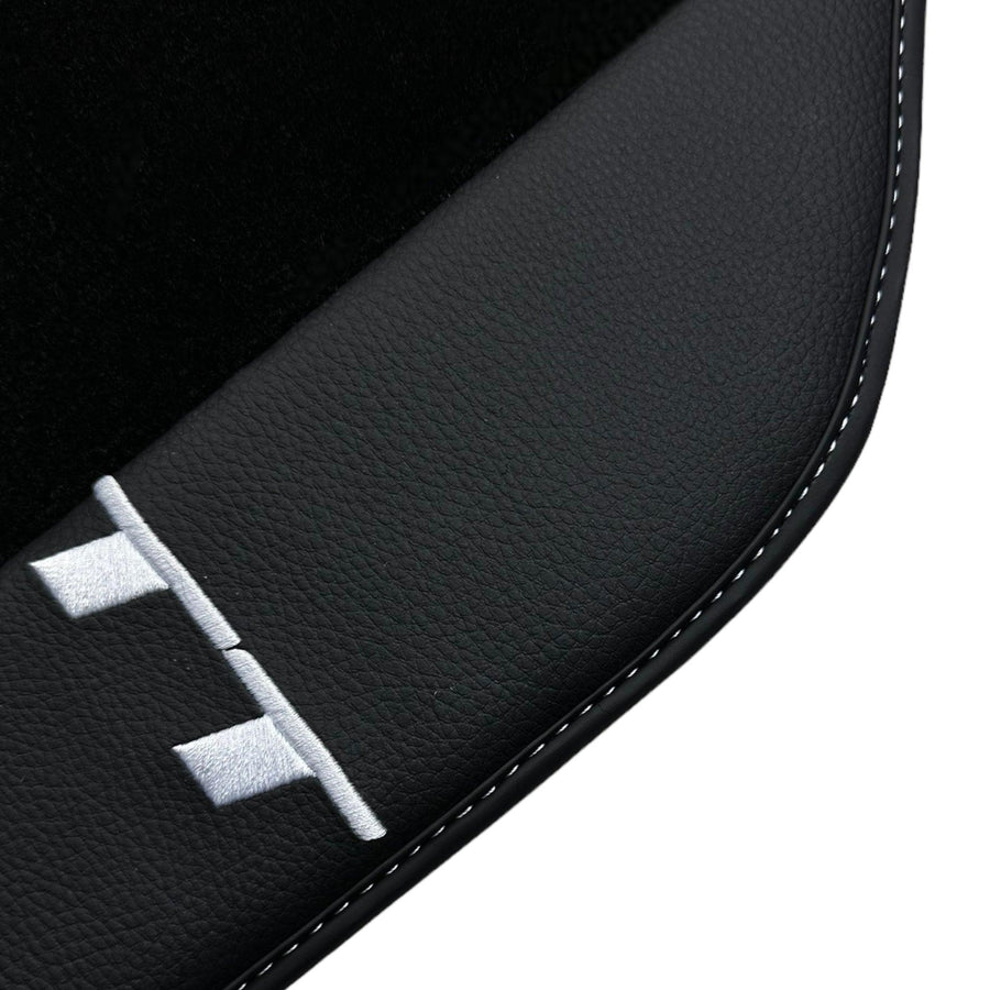 Black Floor Mats for Audi TT MK2 Coupe (2006-2014) with Leather - AutoWin