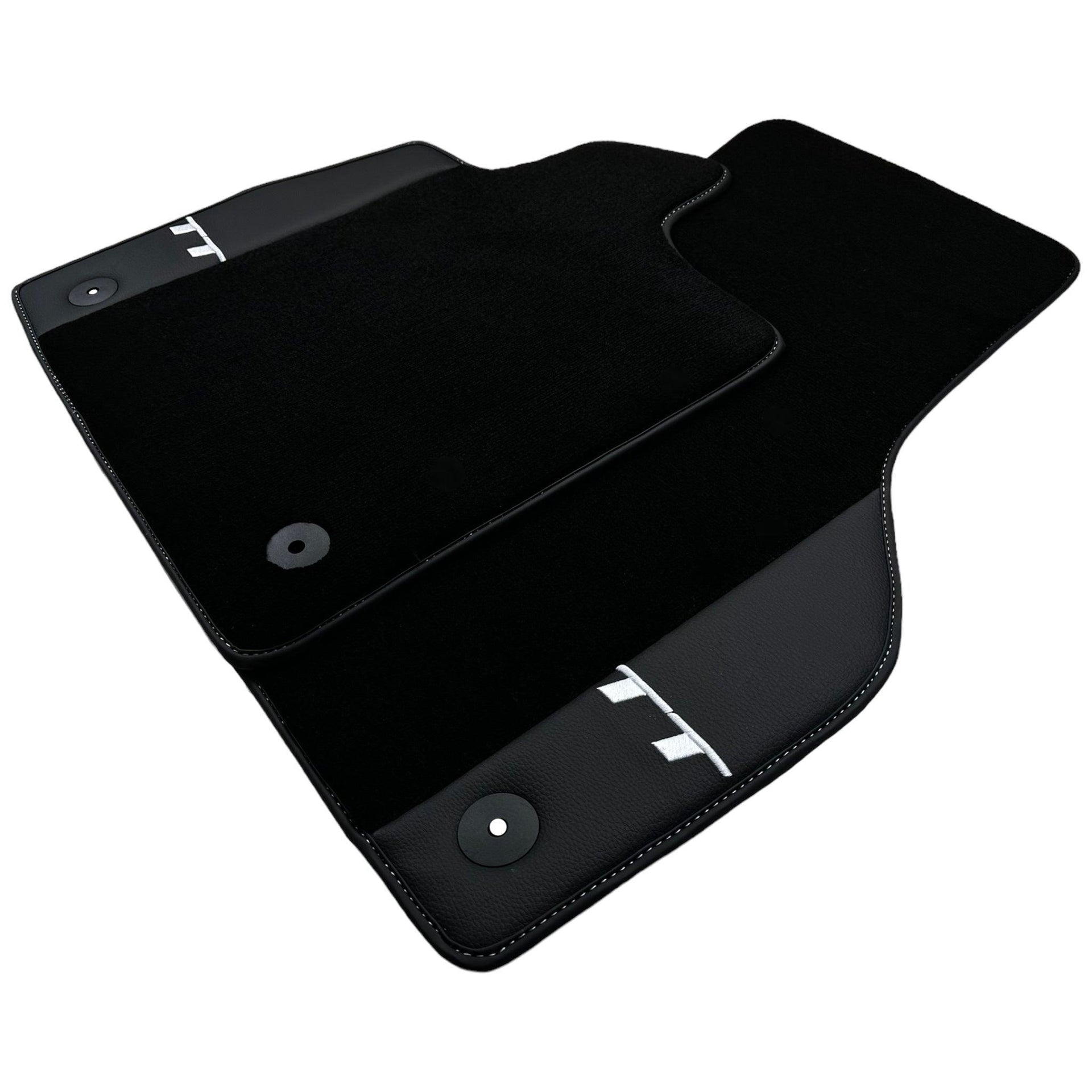 Black Floor Mats for Audi TT MK3 Coupe (2014-2019) with Leather - AutoWin