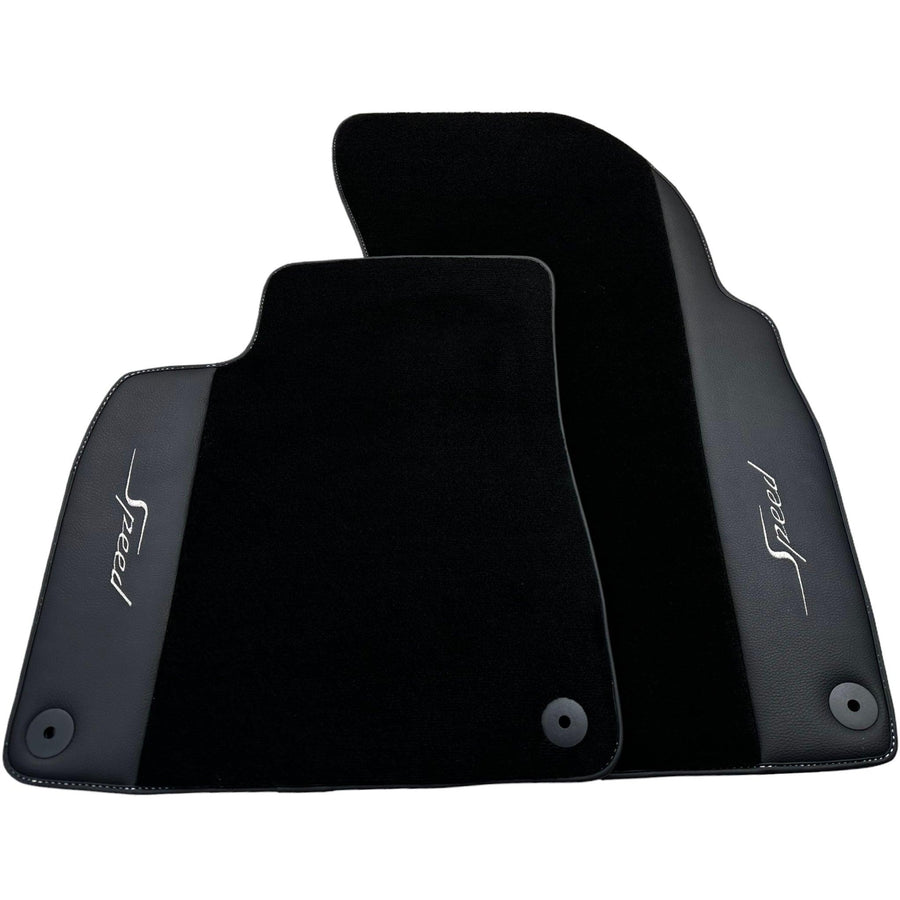 Black Floor Mats For Bentley Bentayga (2015-2023) with Leather - AutoWin