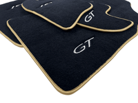 Black Floor Mats For Bentley Continental GTC (2006–2011) With Gold Color Trim - AutoWin