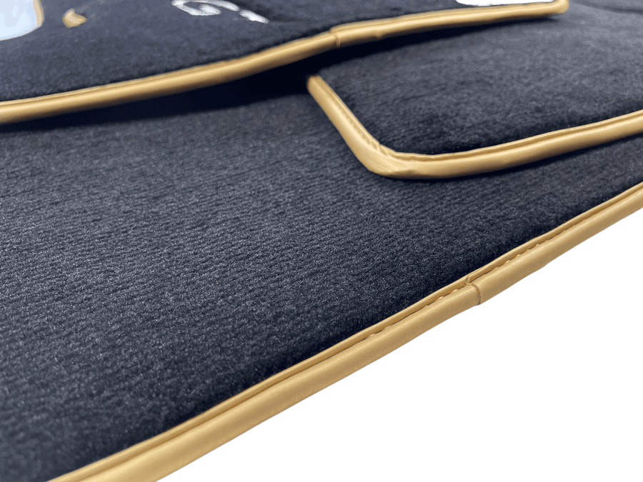 Black Floor Mats For Bentley Continental GTC (2006–2011) With Gold Color Trim - AutoWin