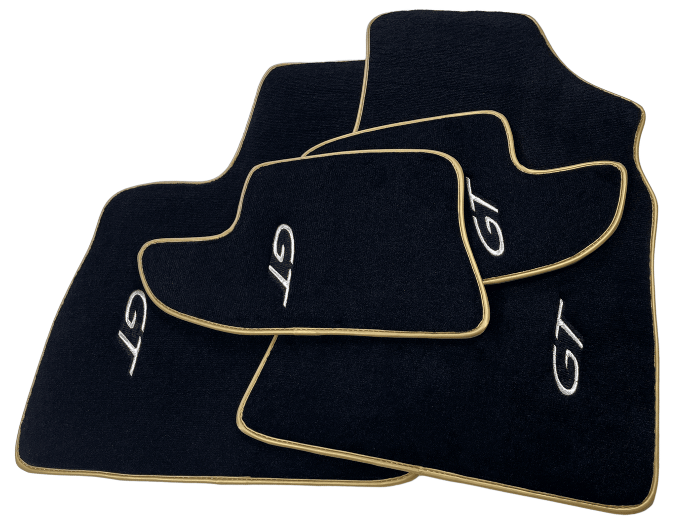Black Floor Mats For Bentley Continental GTC (2006–2011) With Gold Color Trim - AutoWin