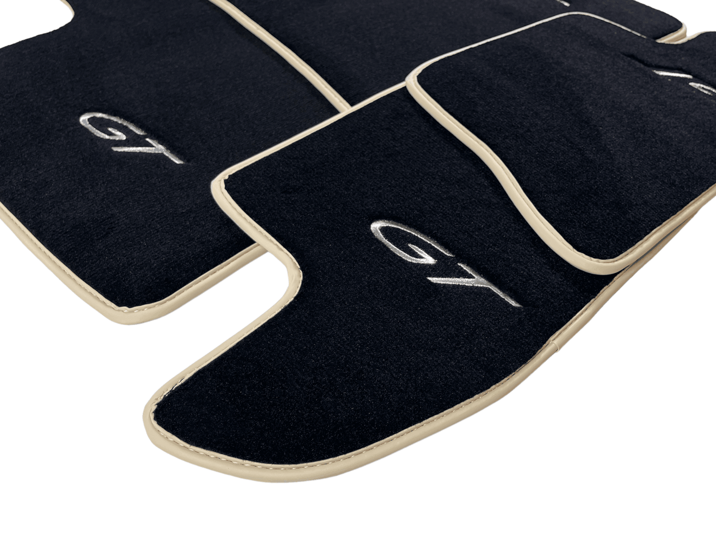 Black Floor Mats For Bentley Continental GTC (2011-2018) With Beige Trim - AutoWin