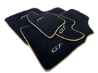 Black Floor Mats For Bentley Continental GTC (2011-2018) With Gold Color Trim - AutoWin