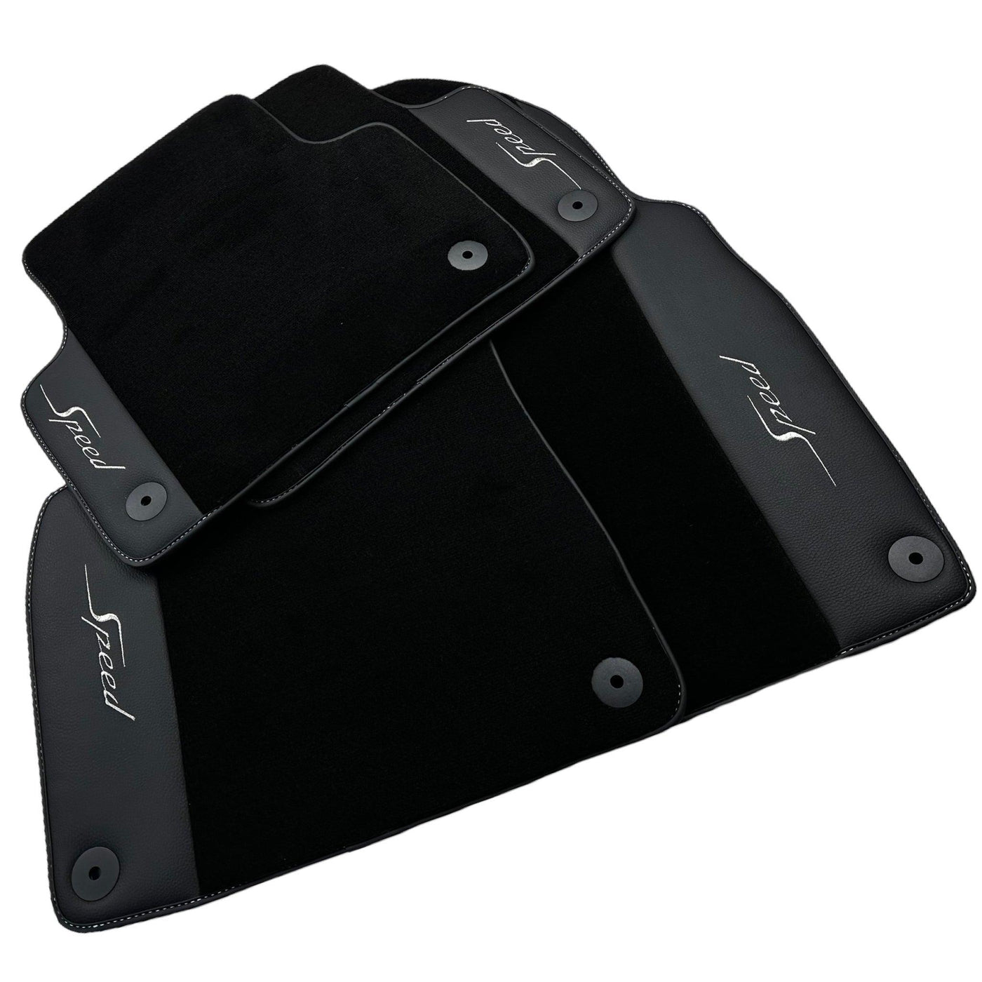 Black Floor Mats For Bentley Flying Spur (2005-2013) with Leather - AutoWin