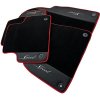 Black Floor Mats for Bentley Flying Spur (2005-2013) with Leather | Red Trim - AutoWin