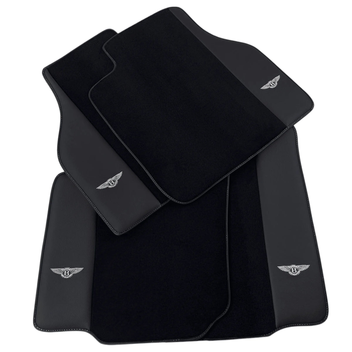 Black Floor Mats for Bentley Flying Spur (2013-2019) with Leather