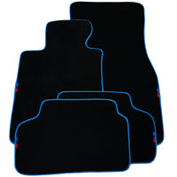 Black Floor Mats For BMW Gran Tourer F46 (2015-2022) 5 Seats | Sky Blue Trim - AutoWin