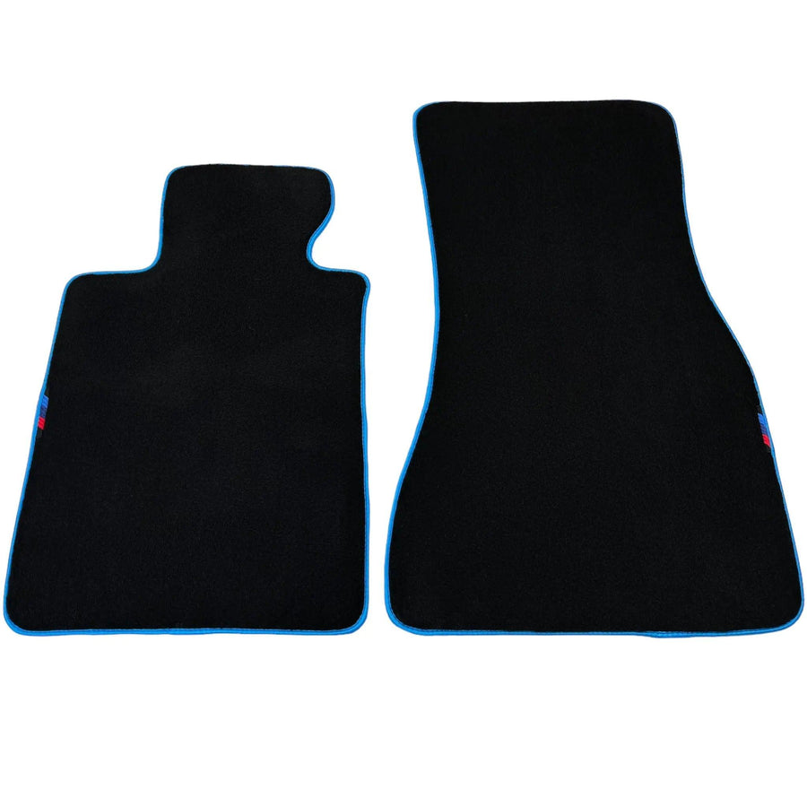 Black Floor Mats For BMW Gran Tourer F46 (2015-2022) 7 Seats | Sky Blue Trim - AutoWin