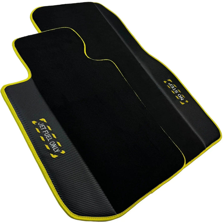 Black Floor Mats For BMW 6 Series E63 | Fighter Jet Edition | Yellow Trim AutoWin Brand - AutoWin