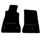 Black Floor Mats For Chevrolet Corvette C6 (2005-2013) with Beige Trim - AutoWin