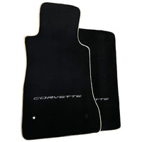 Black Floor Mats For Chevrolet Corvette C6 (2005-2013) with Beige Trim - AutoWin