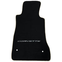 Black Floor Mats For Chevrolet Corvette C6 (2005-2013) with Beige Trim - AutoWin