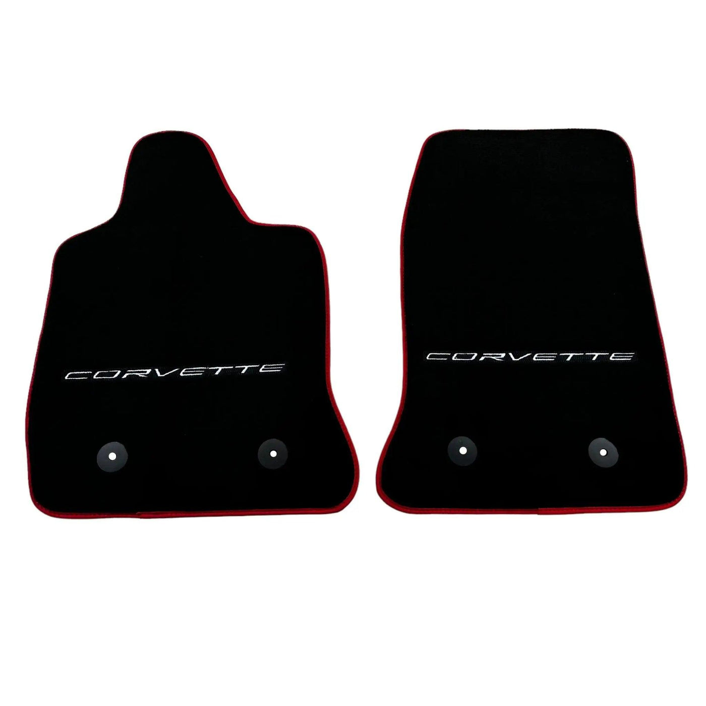 Black Floor Mats For Chevrolet Corvette C7 (2014-2019) | Red Trim - AutoWin