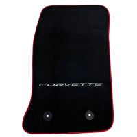 Black Floor Mats For Chevrolet Corvette C7 (2014-2019) | Red Trim - AutoWin