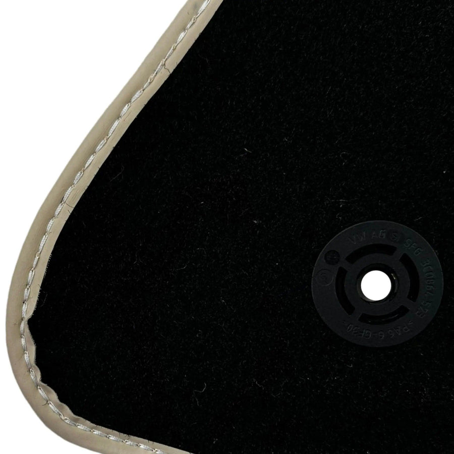 Black Floor Mats For Chevrolet Corvette C7 Convertible (2014-2019) with Beige Trim - AutoWin
