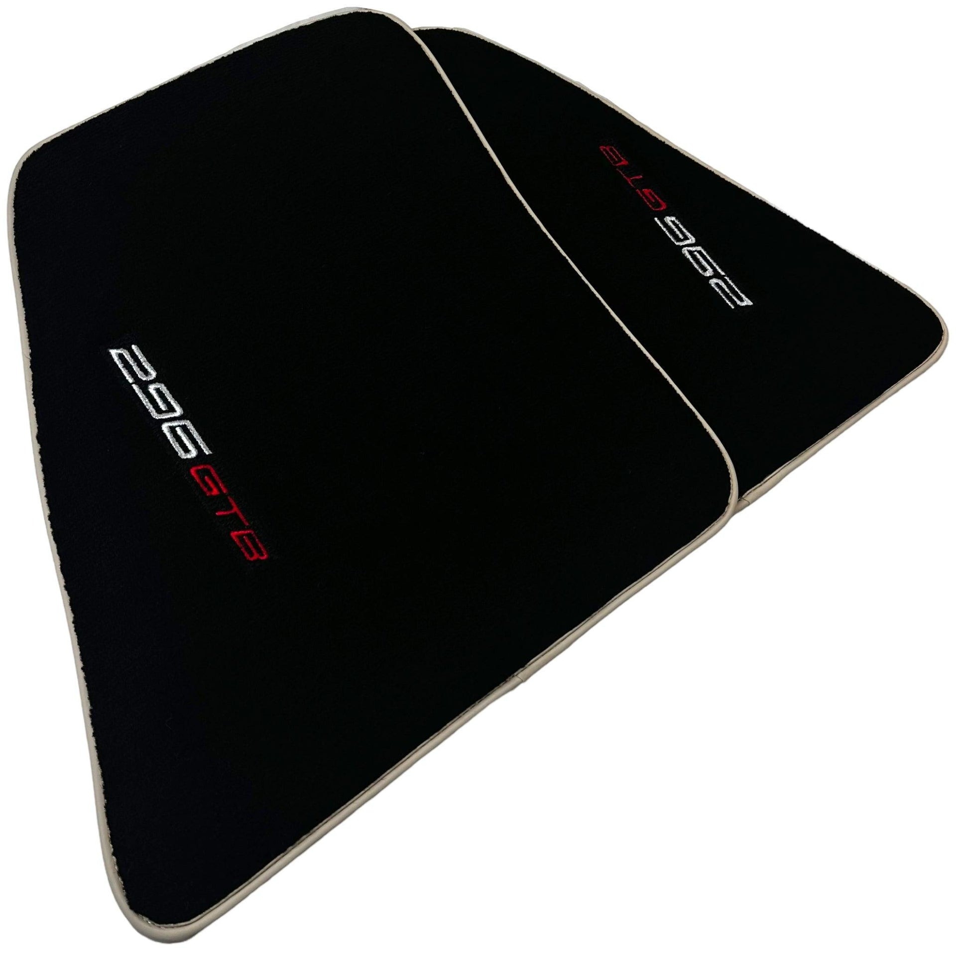 Black Floor Mats for Ferrari 296 GTB (2022-2024) with Beige Trim - AutoWin