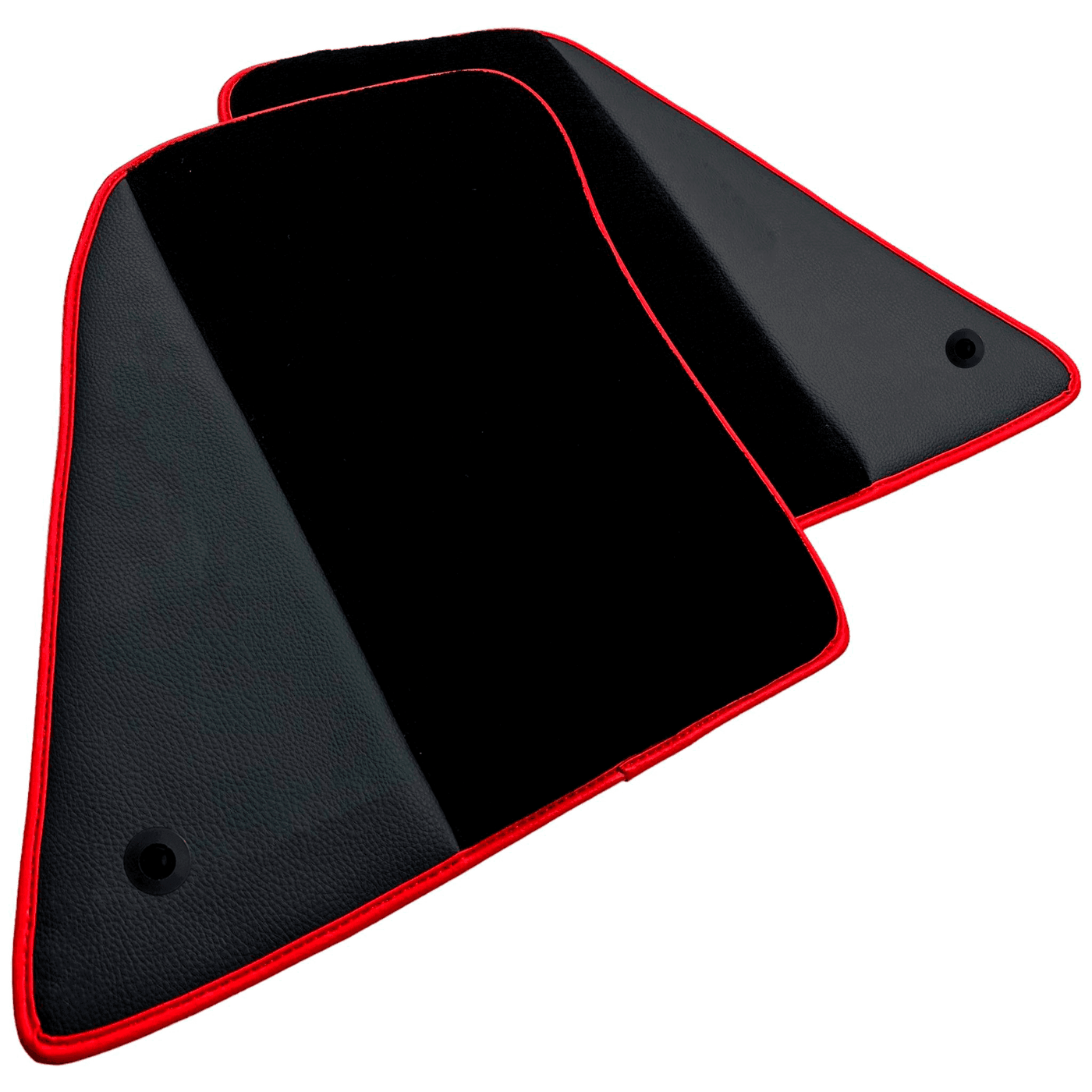 Black Floor Mats for Ferrari 296 GTS (2022-2024) with Leather and Red Trim - AutoWin