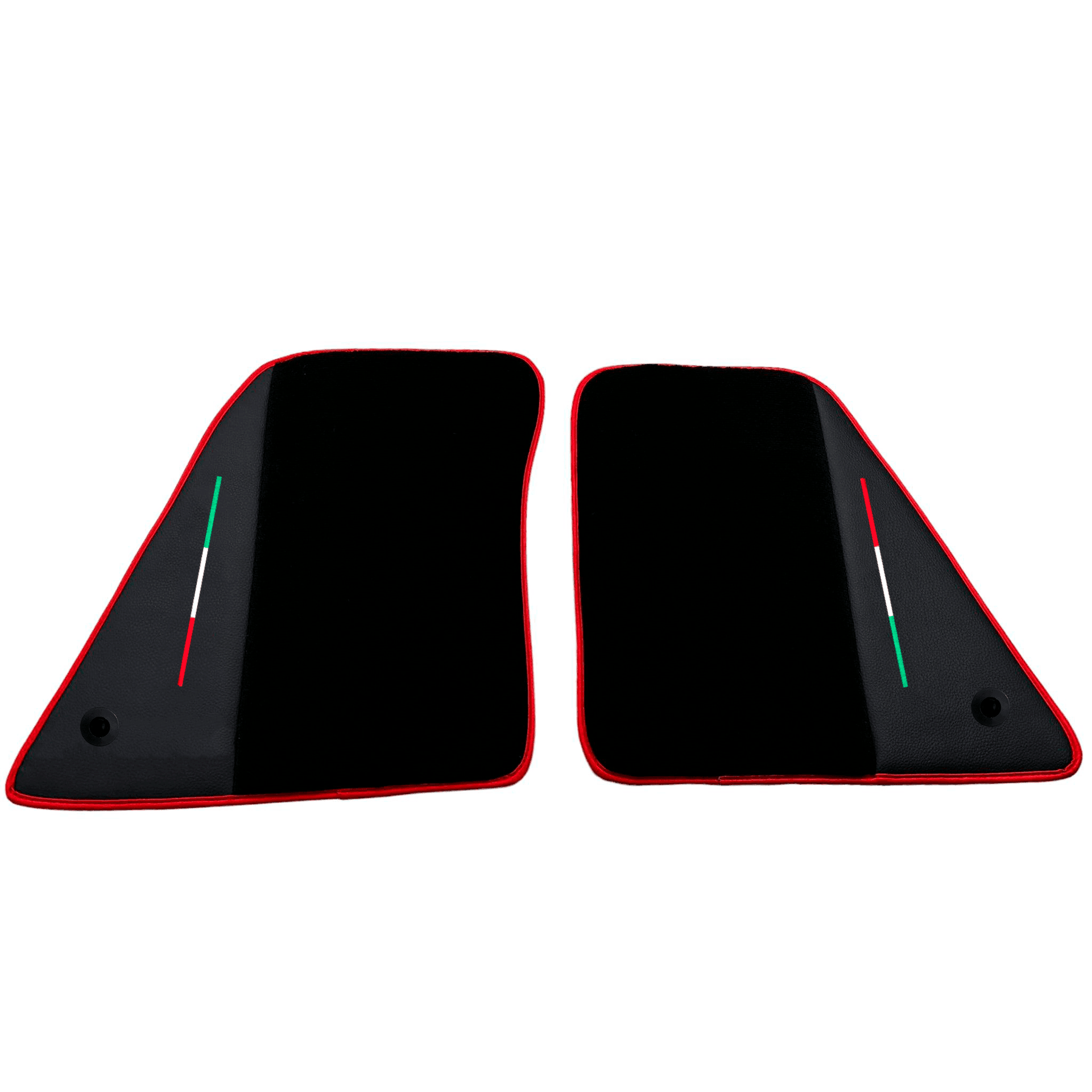 Black Floor Mats for Ferrari SF90 Stradale (2019-2024) with Leather and Red Trim - AutoWin