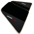 Black Floor Mats for Ferrari 296 GTB (2022-2024) with Leather | Beige Trim - AutoWin